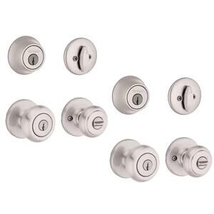 Kwikset (2-PK) Cove Satin Nickel Entry Door & Single Cylinder Deadbolt, SmartKey
